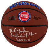 Rick Mahorn Signed Detroit Pistons Logo Wilson Alliance NBA Basketball w/Baddest of the Bad Boys