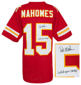 Pat (Patrick) Mahomes Sr. Signed Red Custom Football Jersey w/Who's Your Daddy?
