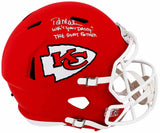 Pat (Patrick) Mahomes Sr. Signed Chiefs Riddell Full Size Speed Replica Helmet w/Who's Your Daddy, Goatfather