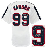 Charlie Sheen, Corbin Bernsen & Tom Berenger Signed White Custom Vaughn #99 Baseball Jersey