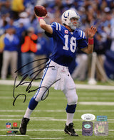 Peyton Manning Signed Indianapolis Colts Blue Jersey Alone With Football 8x10 Photo- (JSA)
