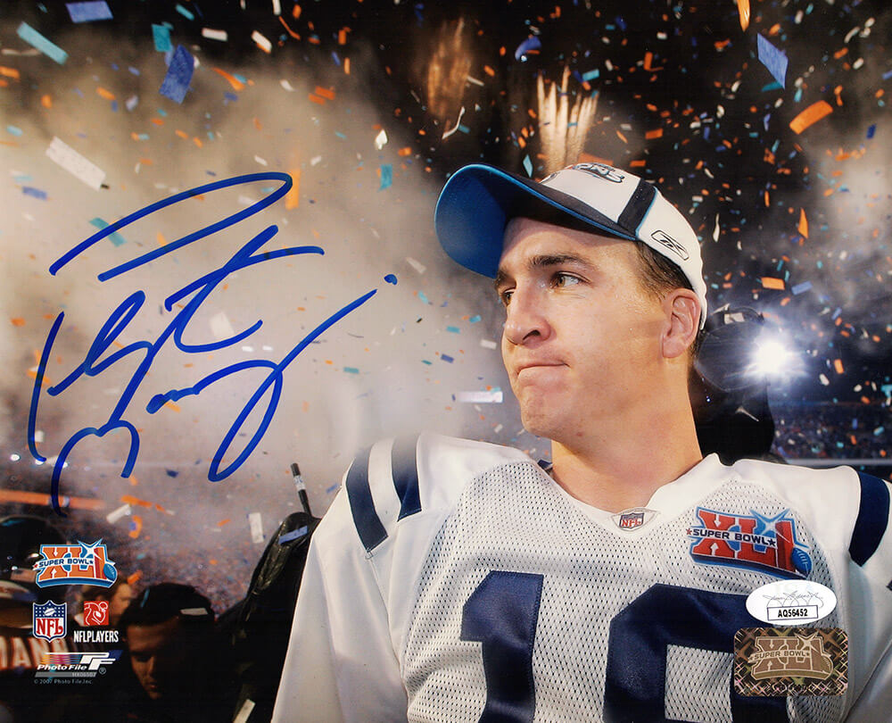 Peyton Manning Signed Indianapolis Colts SB XLI Confetti Celebration Close Up 8x10 Photo- (JSA)