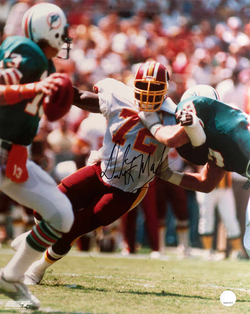 Dexter Manley Signed Washington Football Team Action vs Dolphins 16x20 Photo