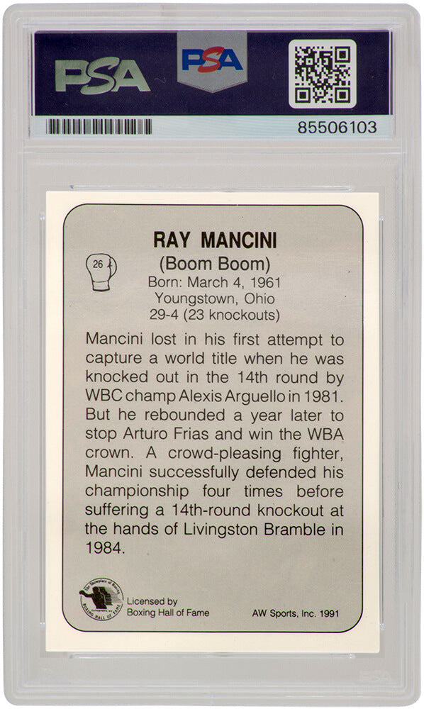 Ray Mancini Signed 1991 All World Boxing Trading Card #26 w/Boom Boom - (PSA Encapsulated)