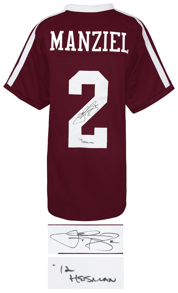 Johnny Manziel Signed Maroon Custom Football Jersey w/12 Heisman