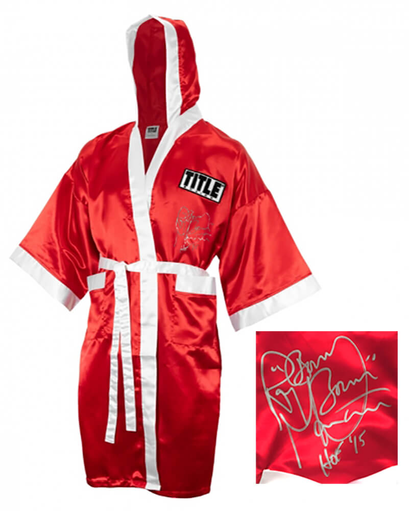 Ray Mancini Signed Title Red & White Boxing Robe w/Boom Boom, HOF'15