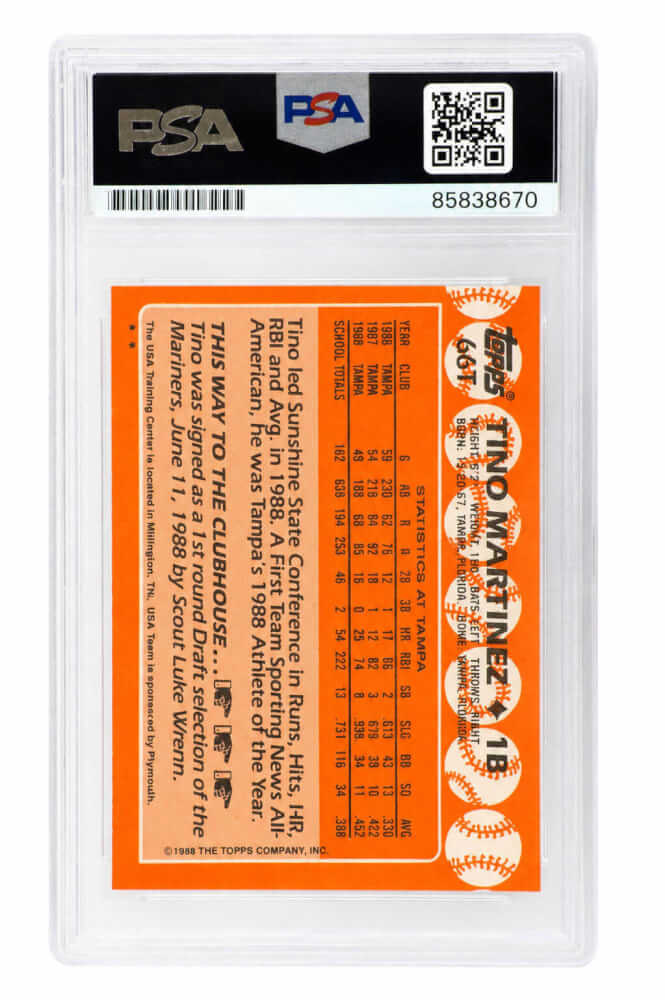 Tino Martinez Signed Team USA 1989 Topps Traded Rookie Baseball Card #66T - (PSA Encapsulated)