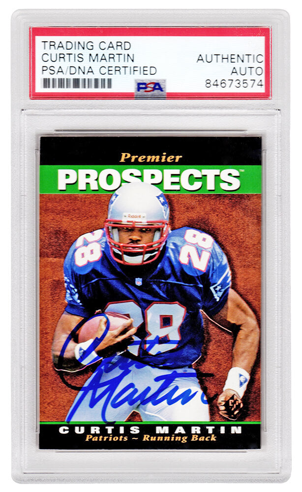 Curtis Martin Signed New England Patriots 1995 SP Foil Rookie Football Card #18 - (PSA Encapsulated)