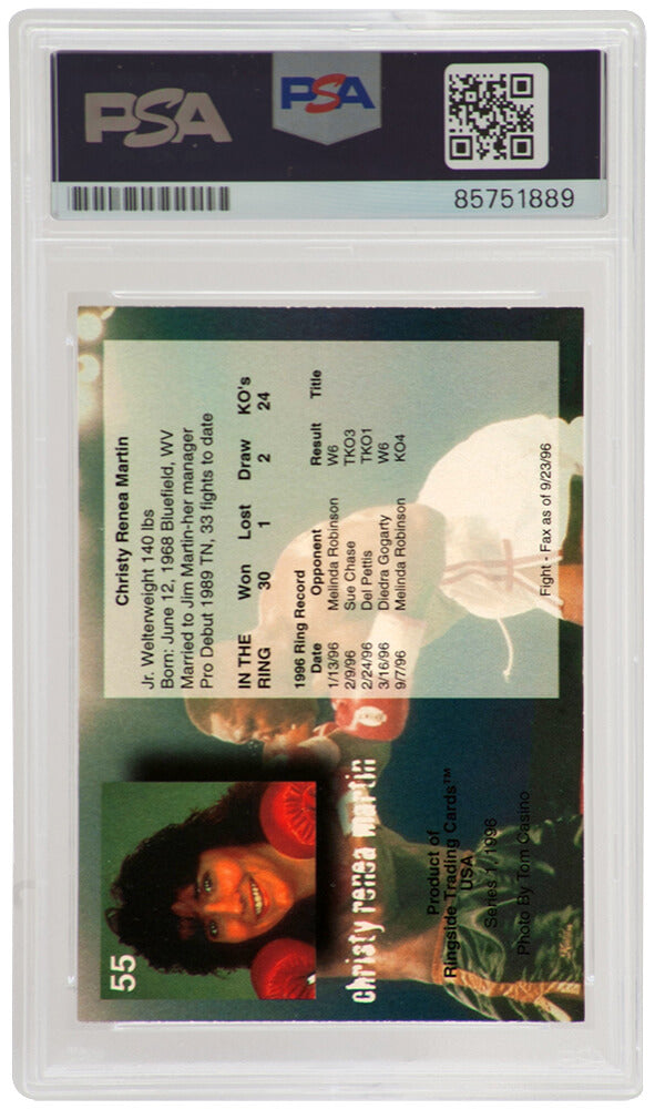 Christy Martin Signed 1996 Ringside Boxing Trading Card #55 - (PSA Encapsulated)