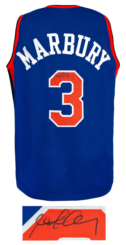 Stephon Marbury Signed Blue Custom Basketball Jersey