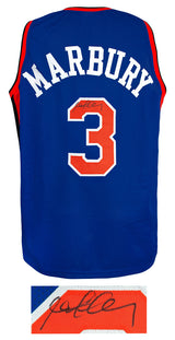 Stephon Marbury Signed Blue Custom Basketball Jersey