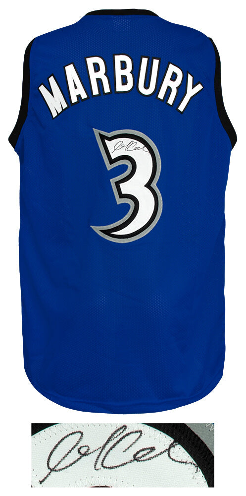 Stephon Marbury Signed Blue Throwback Custom Basketball Jersey