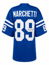 Gino Marchetti Signed Blue Throwback Custom Football Jersey w/HOF'72