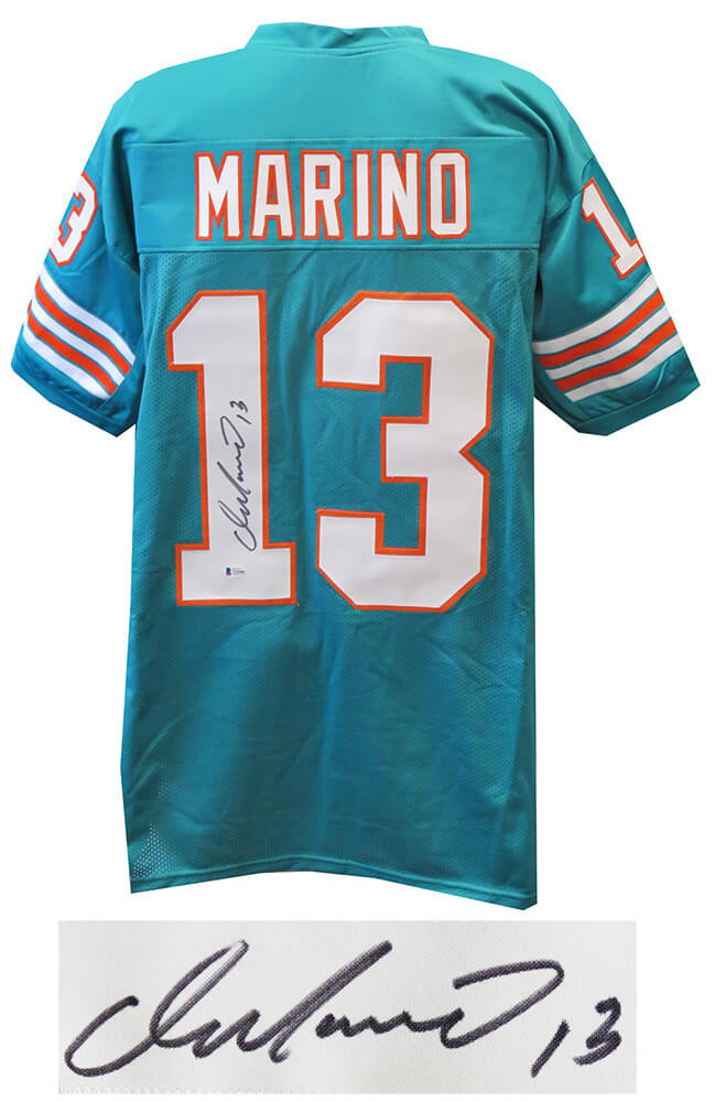 Dan Marino Signed Teal Custom Football Jersey (Beckett)