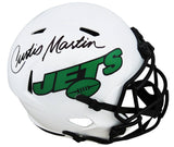 Curtis Martin Signed New York Jets Lunar Eclipse White Matte Riddell Full Size Speed Replica Helmet