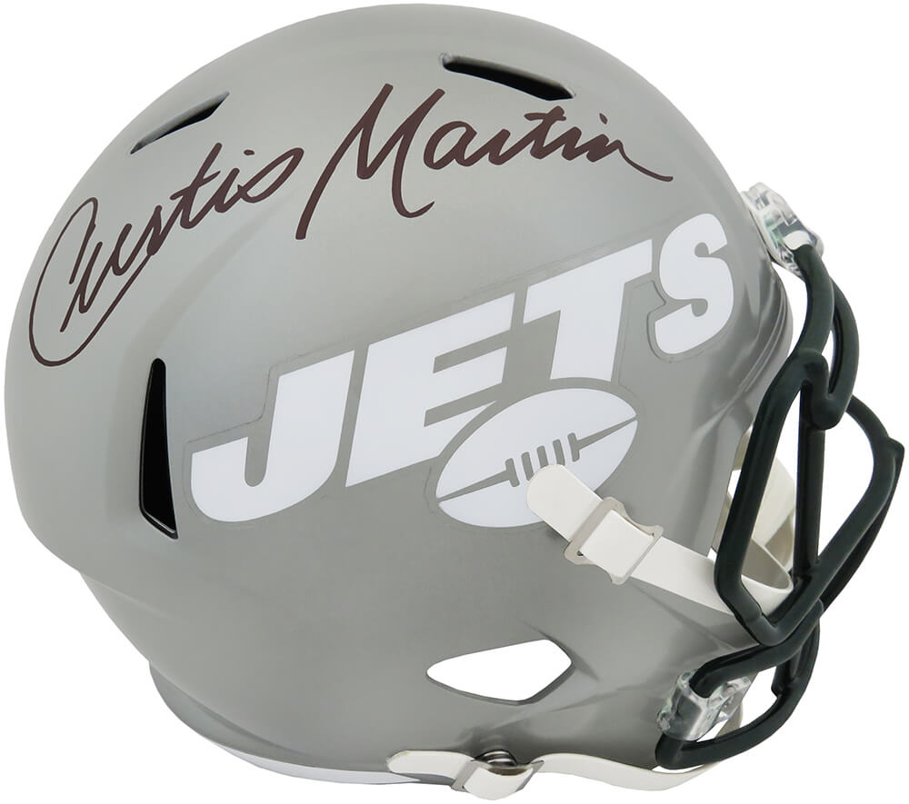 Curtis Martin Signed New York Jets FLASH Riddell Full Size Speed Replica Helmet