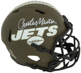 Curtis Martin Signed New York Jets Salute to Service Riddell Full Size Speed Replica Helmet