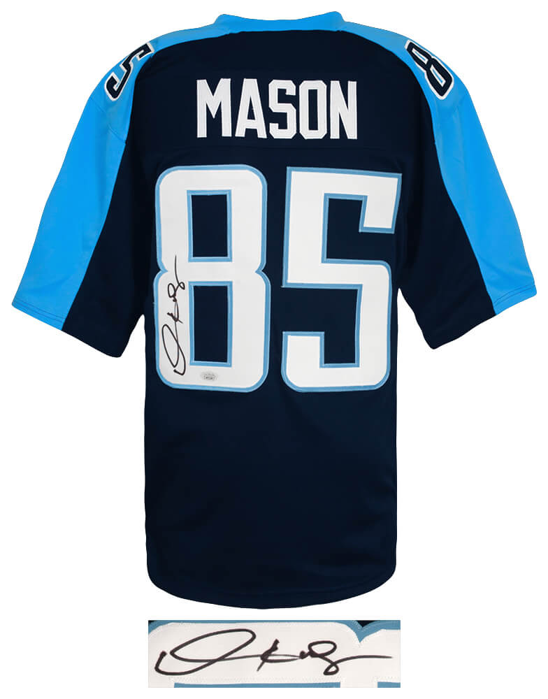 Derrick Mason Signed Navy Blue Custom Football Jersey - (JSA)