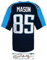 Derrick Mason Signed Navy Blue Custom Football Jersey - (JSA)