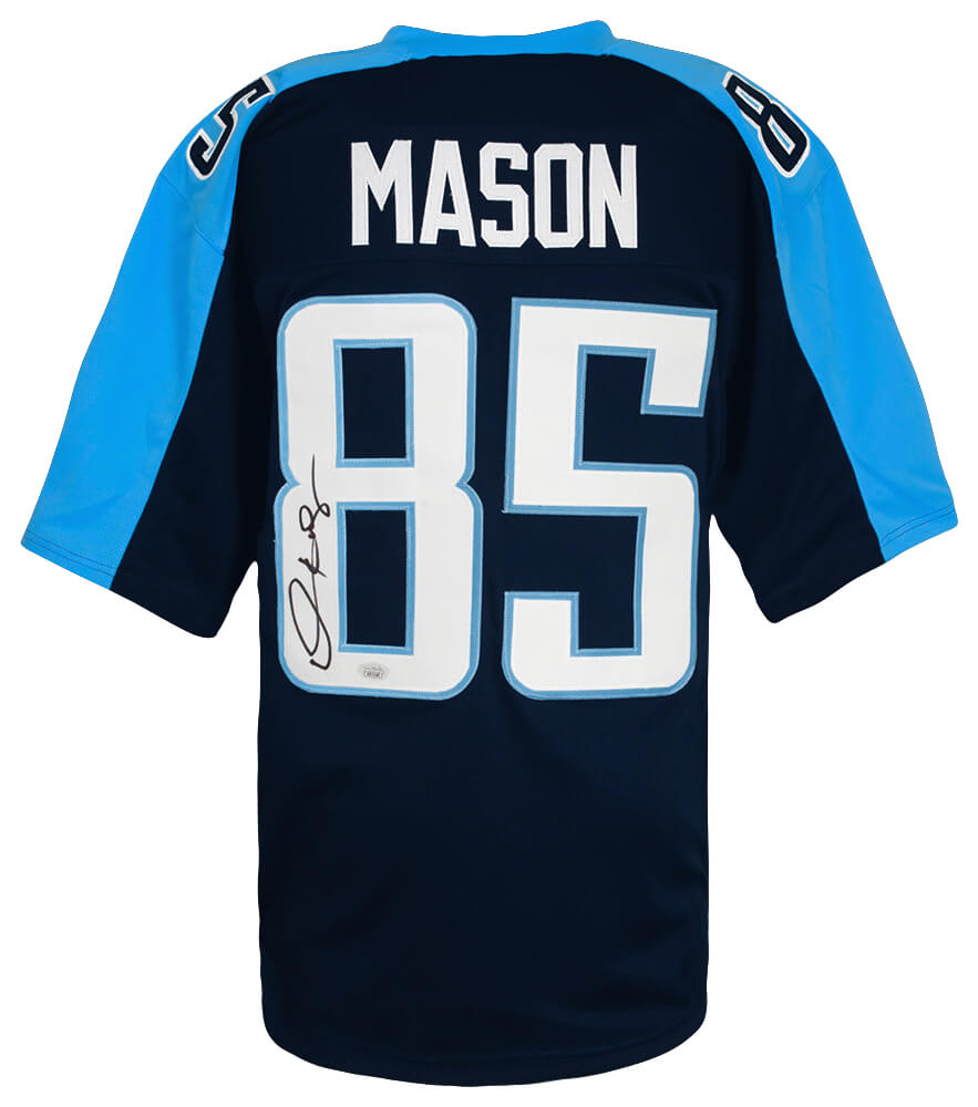 Derrick Mason Signed Navy Blue Custom Football Jersey - (JSA)