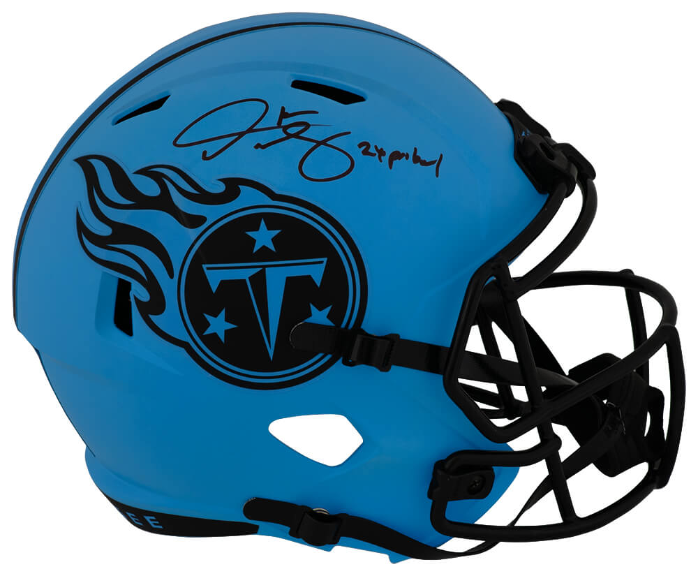 Derrick Mason Signed Tennessee Titans RAVE Riddell Full Size Speed Replica Helmet w/2x Pro Bowl