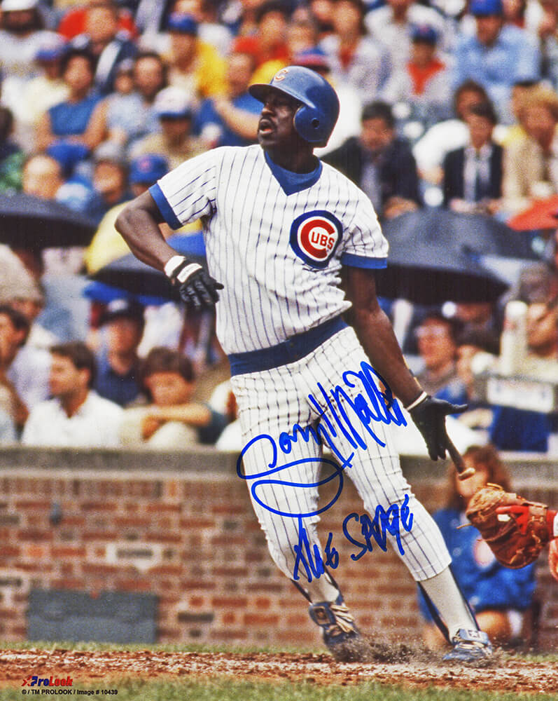 Gary Matthews Signed Chicago Cubs Swinging Action 8x10 Photo w/The Sarge