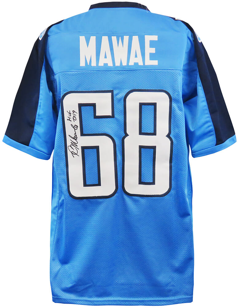 Kevin Mawae Signed Blue Custom Football Jersey w/HOF 2019