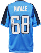 Kevin Mawae Signed Blue Custom Football Jersey w/HOF 2019