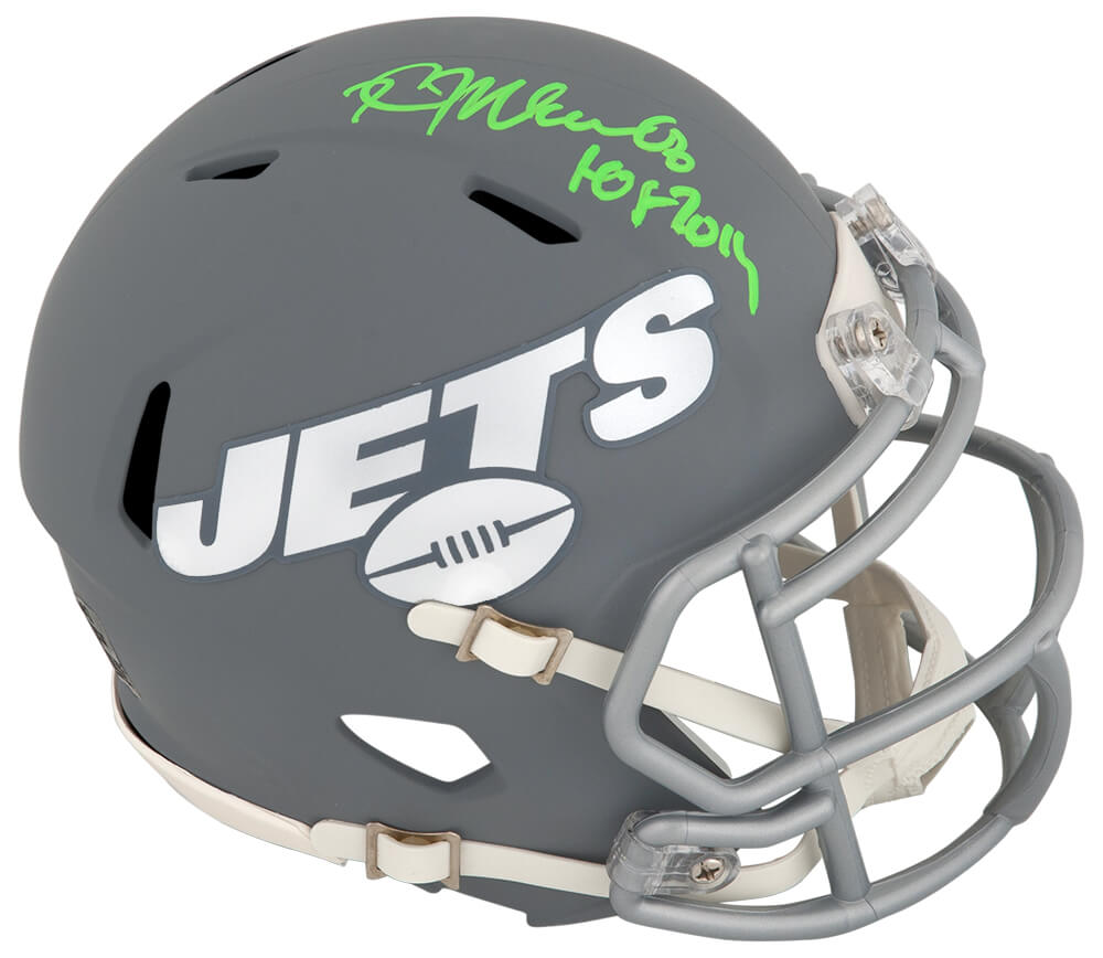 Kevin Mawae Signed New York Jets SLATE Riddell Speed Mini Helmet w/HOF 2019