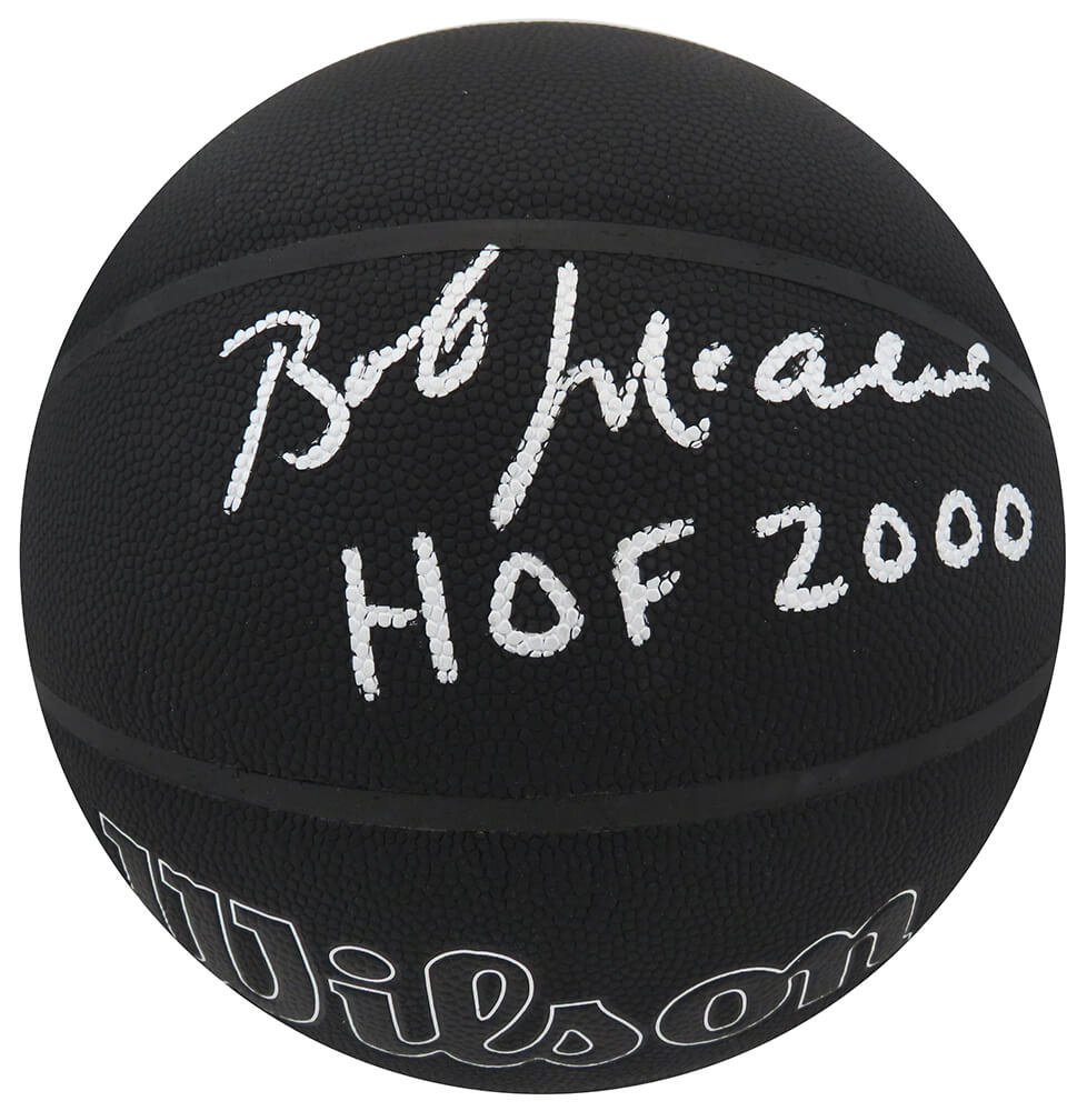 Bob McAdoo Signed Wilson I/O Black 75th Anniversary Logo NBA Basketball w/HOF 2000