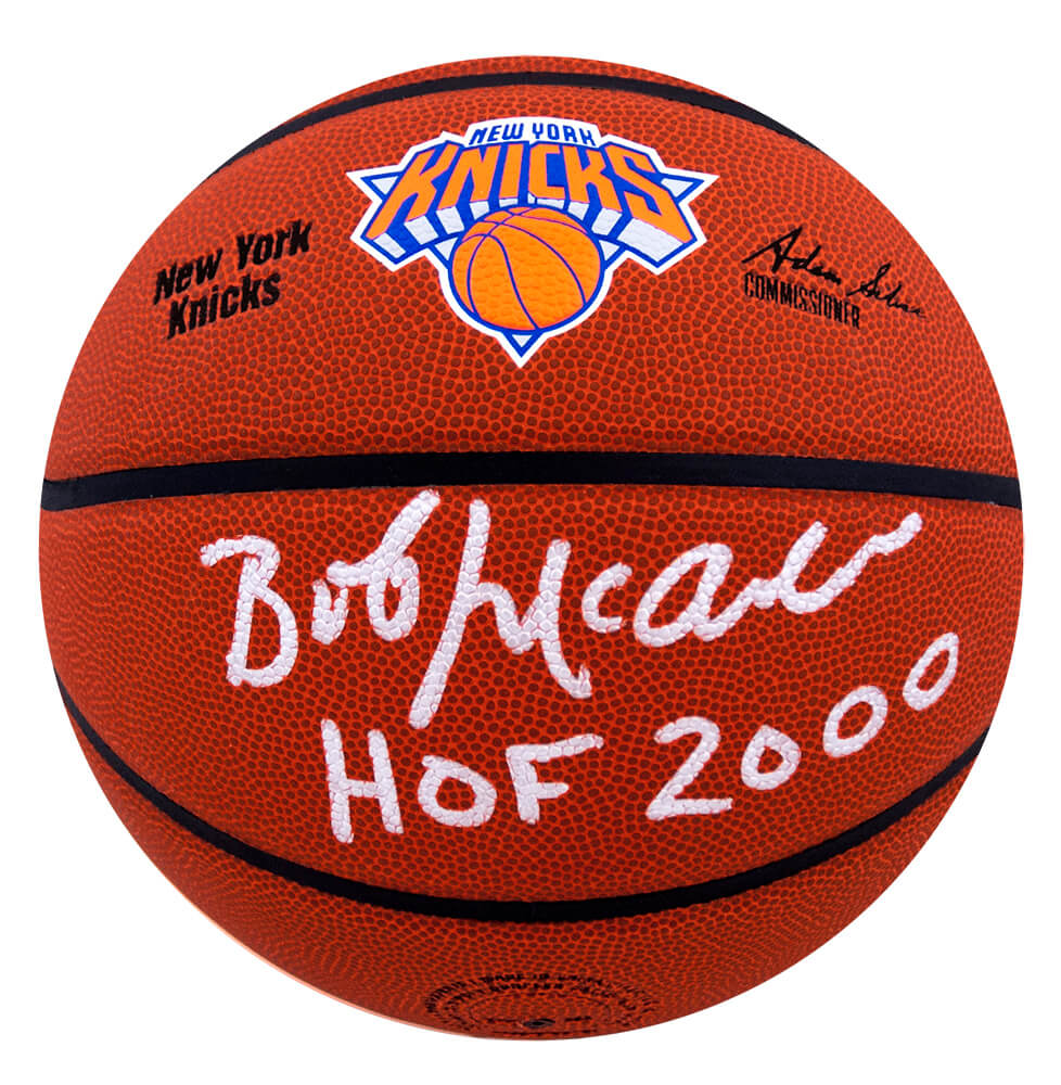 Bob McAdoo Signed New York Knicks Logo Wilson NBA Basketball w/HOF 2000