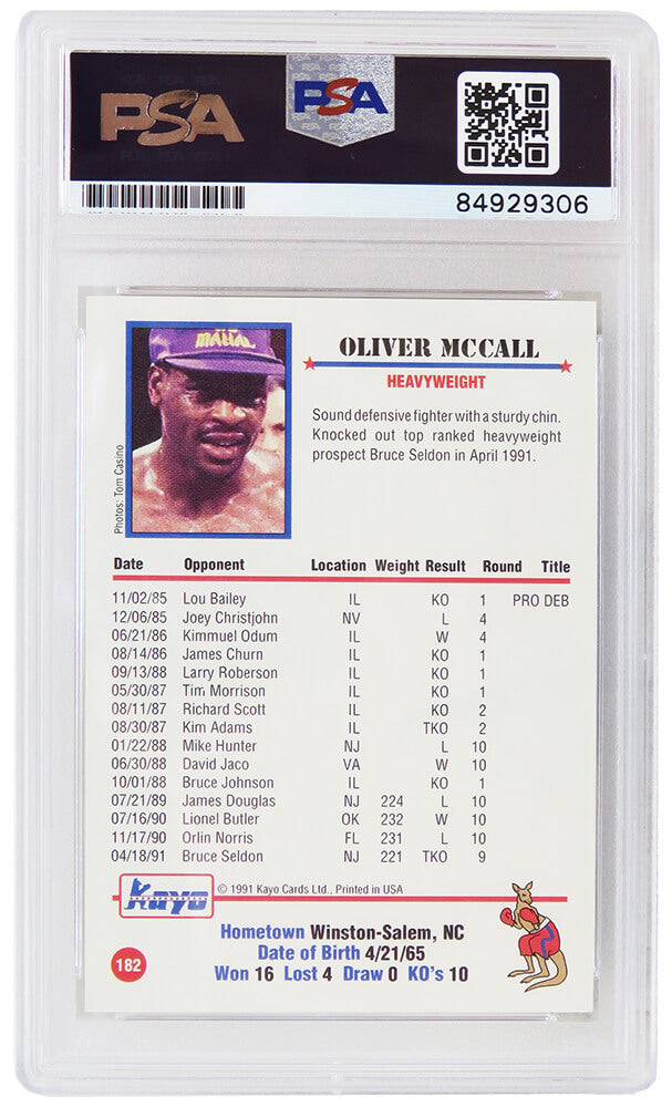 Oliver McCall Signed 1991 Kayo Boxing Trading Card #182 w/Atomic Bull - (PSA Encapsulated)