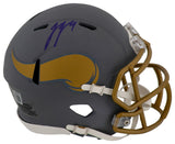 J.J. (JJ) McCarthy Signed Minnesota Vikings SLATE Riddell Speed Mini Helmet - (Beckett)