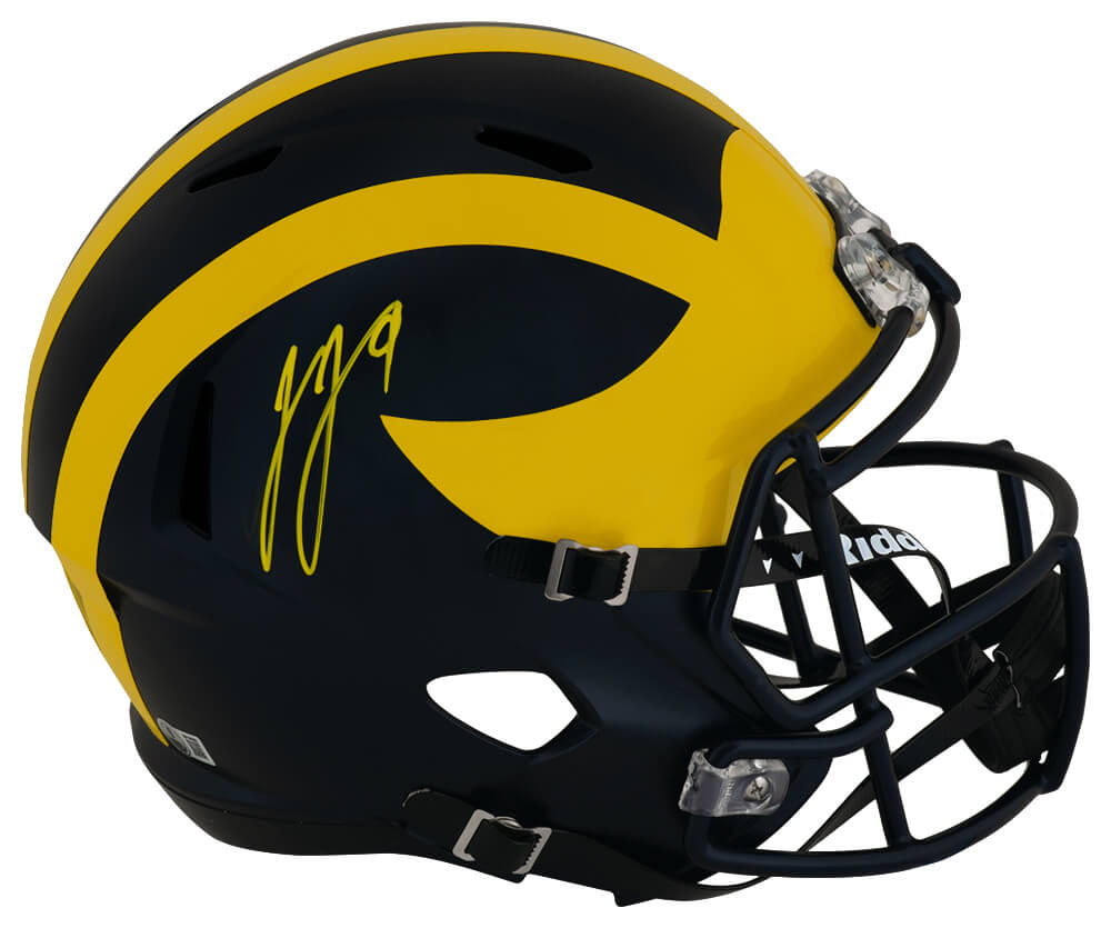 J.J. McCarthy Signed Michigan Wolverines Riddell Full Size Speed Replica Helmet - (Beckett)