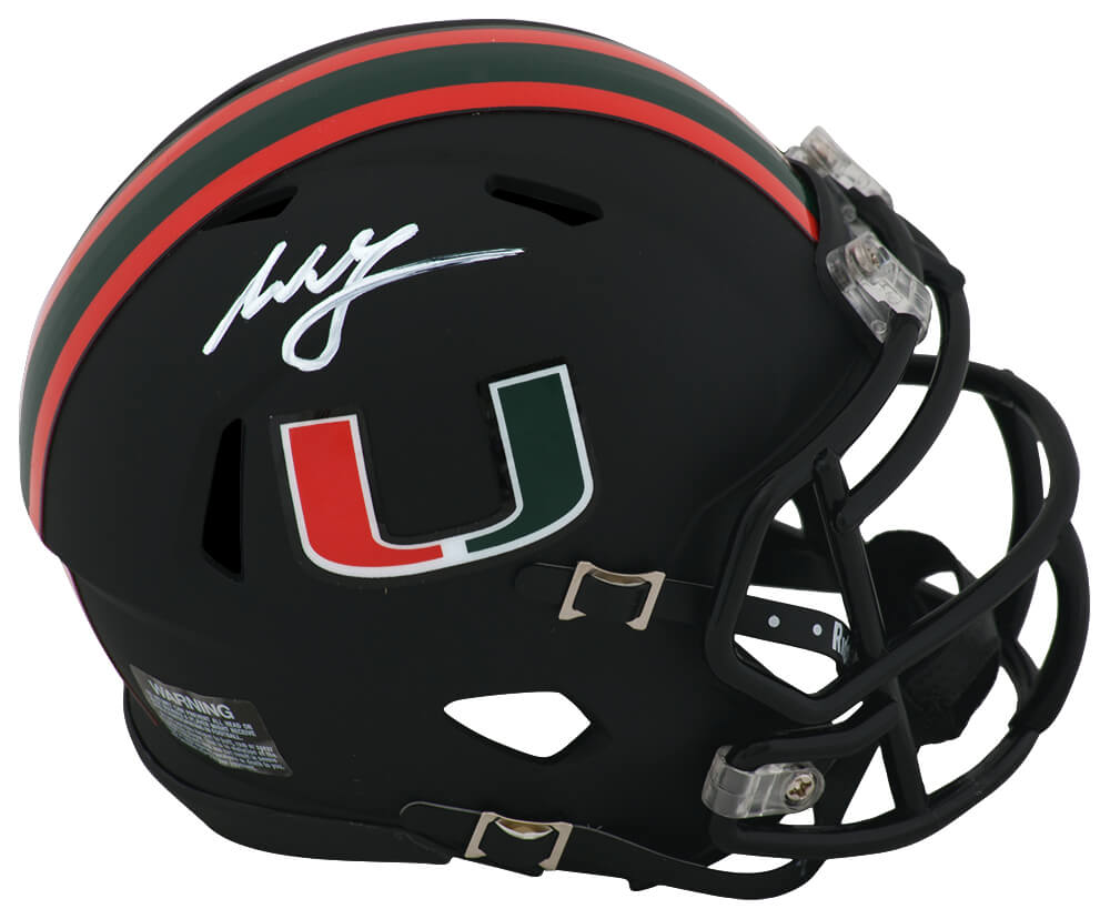 Willis McGahee Signed Miami Hurricanes Black Night Alternate Riddell Speed Mini Helmet