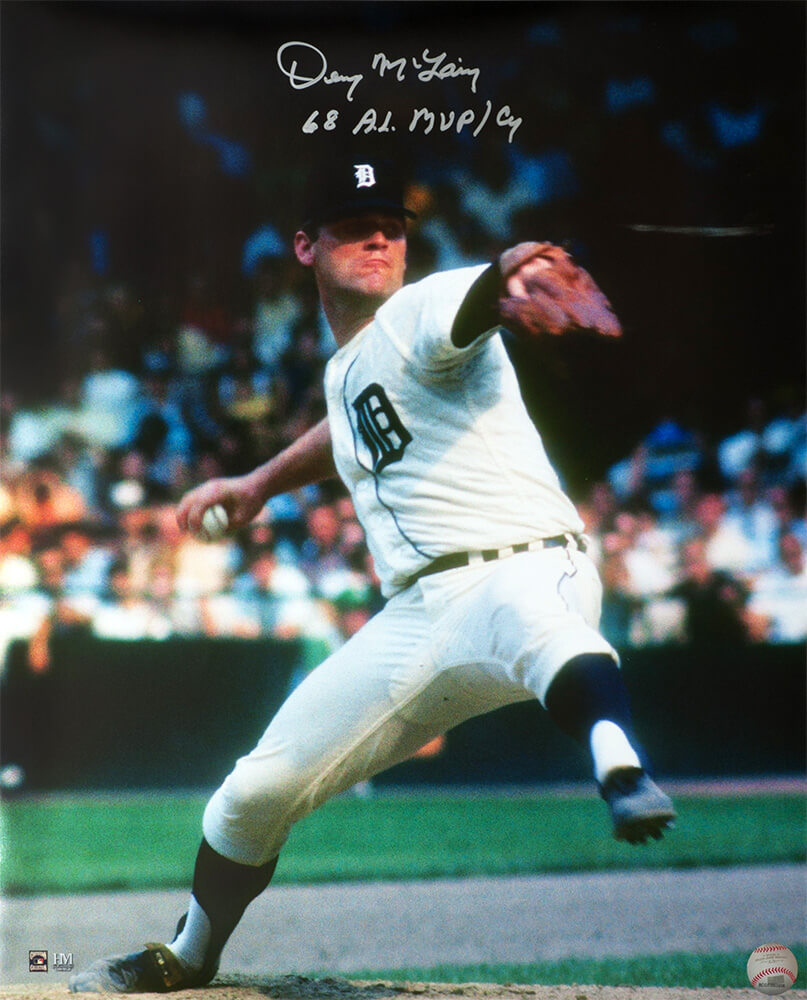 Denny McLain Signed Detroit Tigers Pitching 16x20 Photo w/68 AL MVP, CY