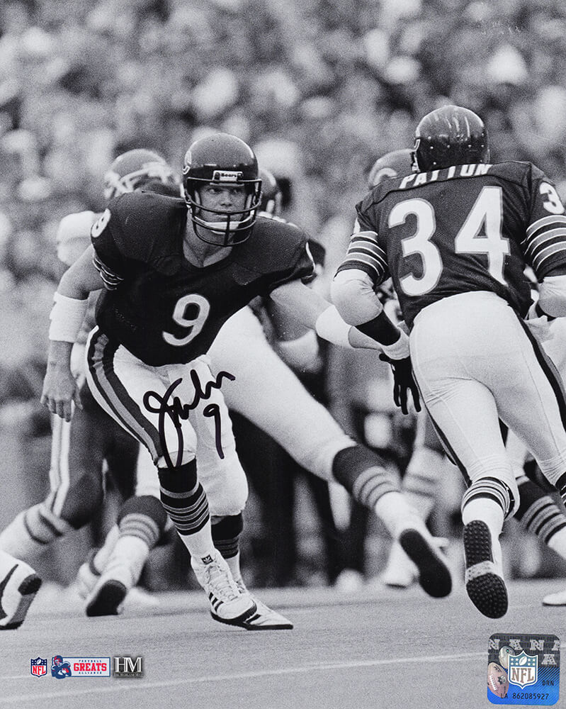 Jim McMahon Signed Chicago Bears Hand Off To Walter Payton B&W 8x10 Photo