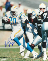 Natrone Means Signed Chargers White Jersey Action 16x20 Photo