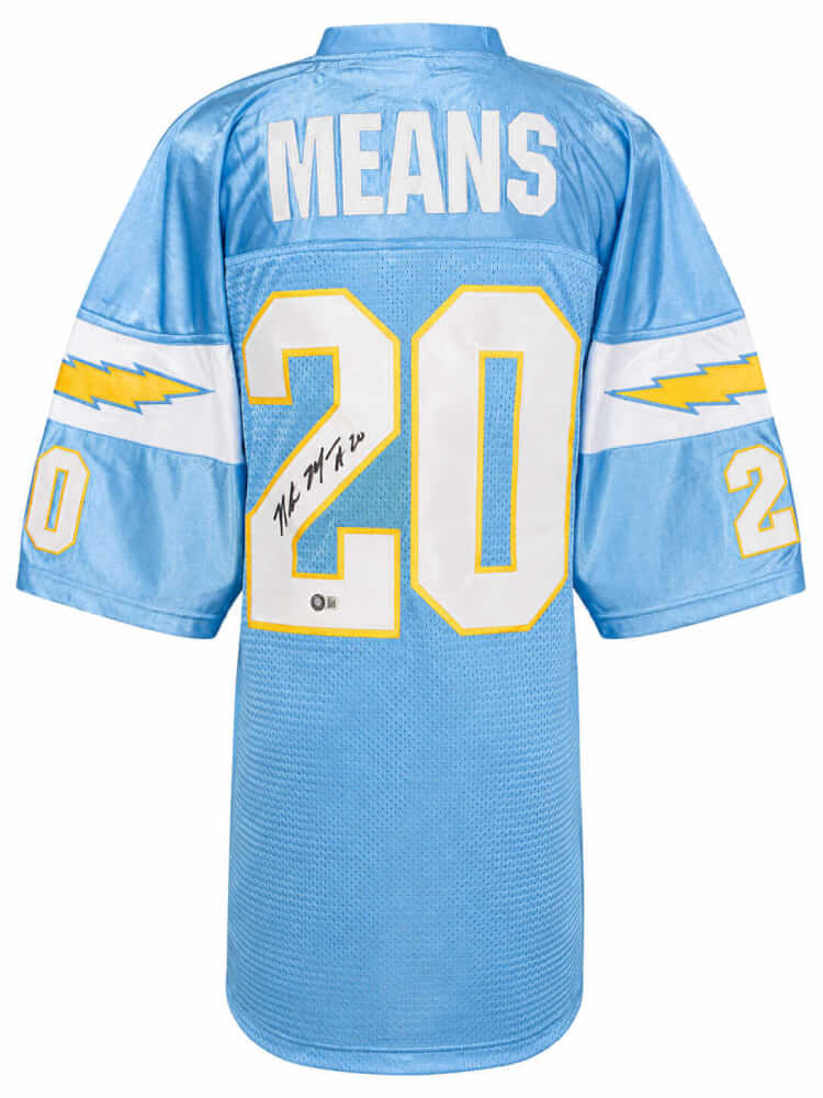 Natrone Means Signed Light Blue Custom Football Jersey