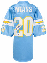 Natrone Means Signed Light Blue Custom Football Jersey