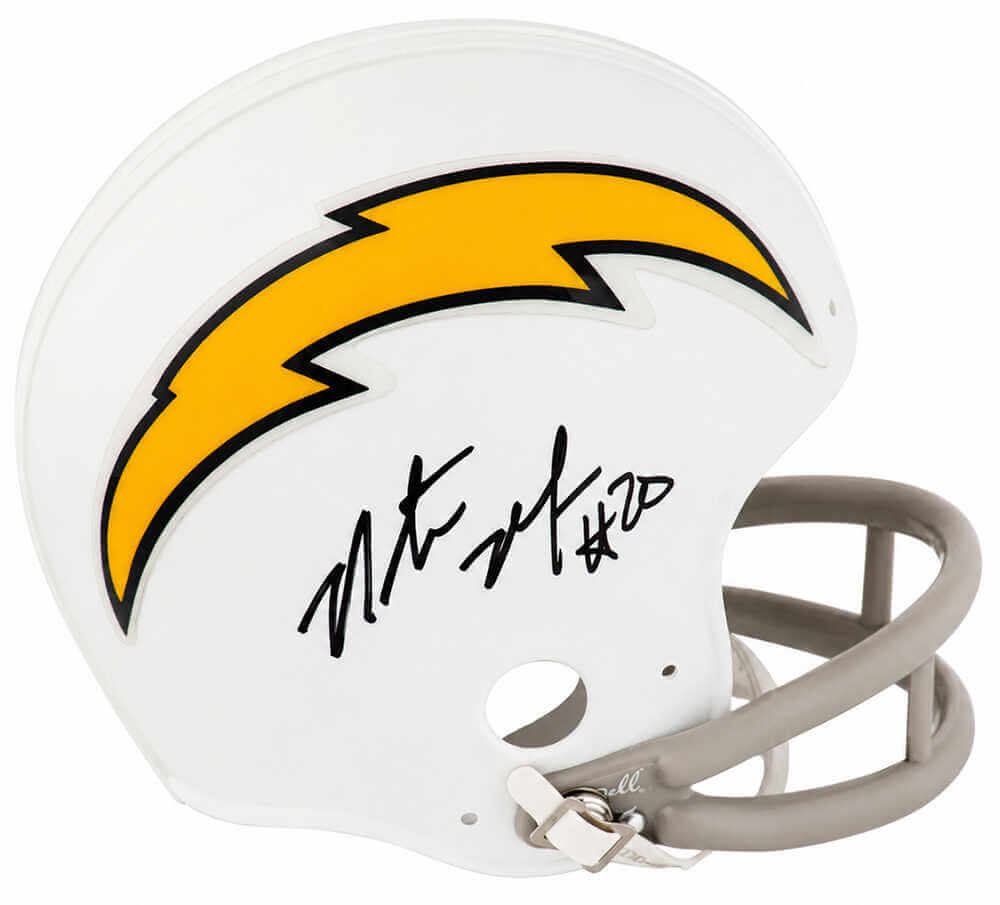 Natrone Means Signed Chargers White Throwback 2-Bar Riddell (VSR4) Mini Helmet