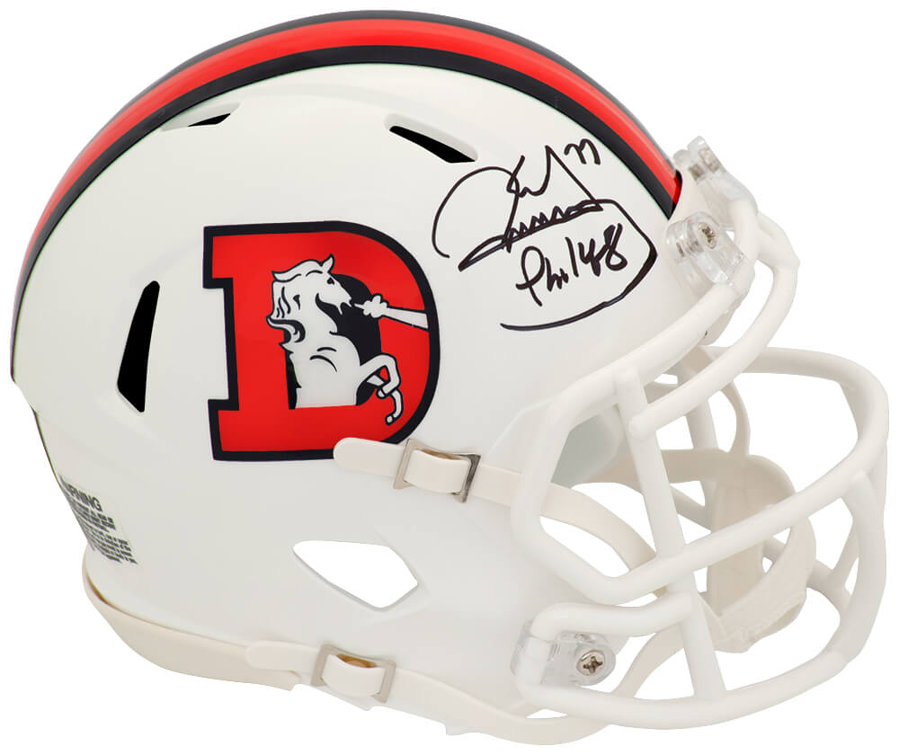 Karl Mecklenburg Signed Denver Broncos 2023 Alternate White Riddell Speed Mini Helmet