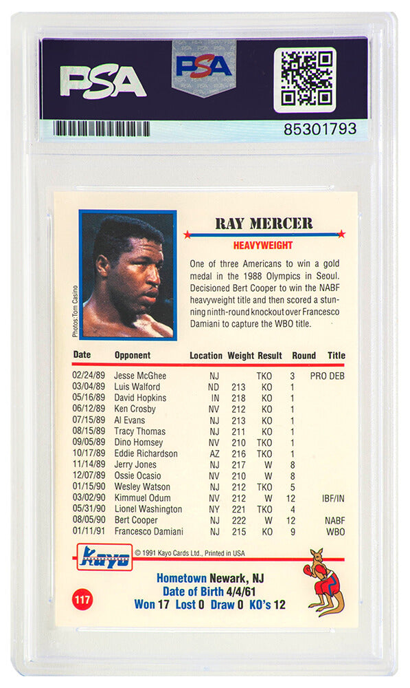 Ray Mercer Signed 1991 Kayo Boxing Trading Card #117 - (PSA Encapsulated)