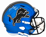 Blake Miller Signed Detroit Lions 2024 Alternate Blue Riddell Full Size Speed Replica Helmet w/Restore the Roar