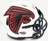 Kyle Pitts Autographed Atlanta Falcons Lunar Eclipse White Speed Mini Helmet Beckett BAS QR Stock #194403