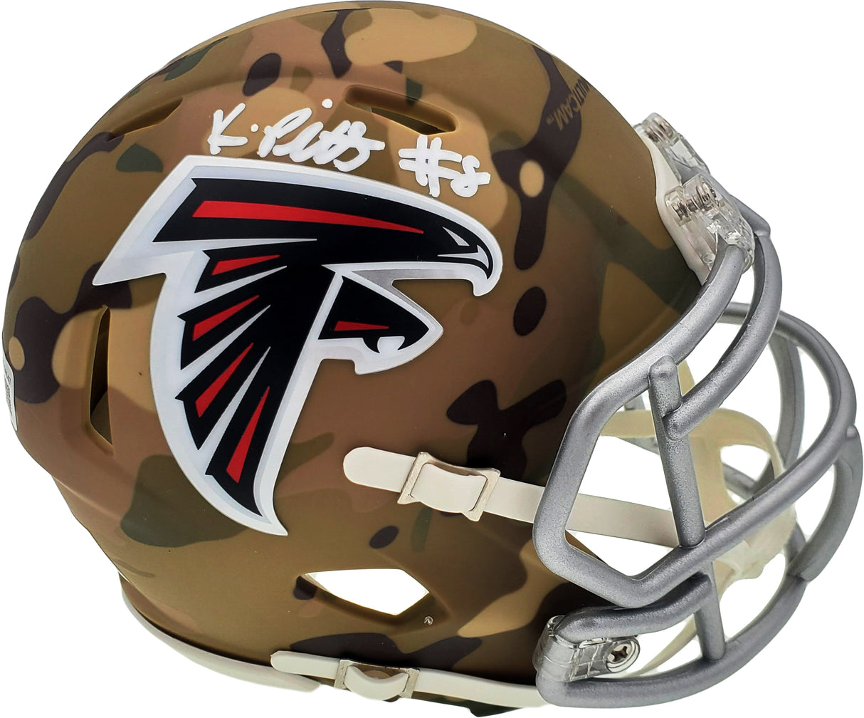 Kyle Pitts Autographed Atlanta Falcons Camo Speed Mini Helmet Beckett BAS QR Stock #194401