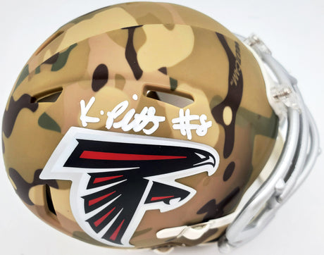 Kyle Pitts Autographed Atlanta Falcons Camo Speed Mini Helmet Beckett BAS QR Stock #194401