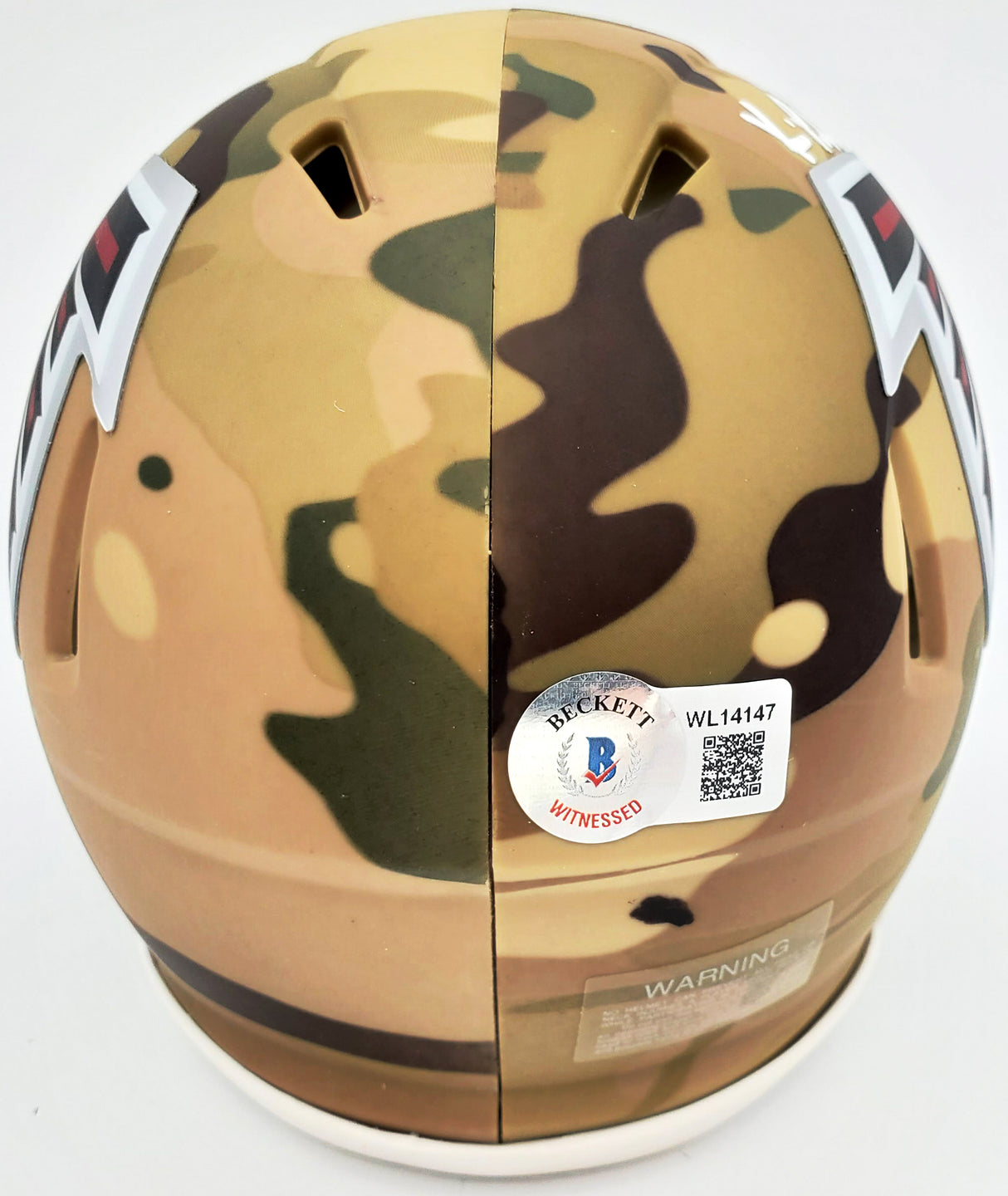 Kyle Pitts Autographed Atlanta Falcons Camo Speed Mini Helmet Beckett BAS QR Stock #194401