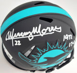 Mercury Morris Autographed Miami Dolphins Eclipse Black Speed Mini Helmet "1972 17-0" Beckett BAS QR Stock #194067