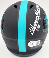 Mercury Morris Autographed Miami Dolphins Eclipse Black Speed Mini Helmet "1972 17-0" Beckett BAS QR Stock #194067